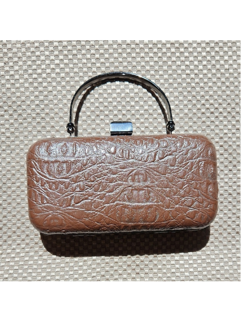 Expressions NYC Small Handbag Clutch Faux Alligator Chrome Mini Bag